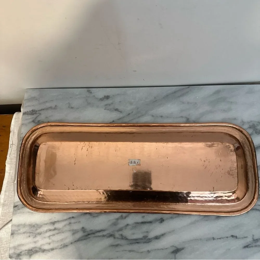 Copper Vanity Tray floral embossed hammered design